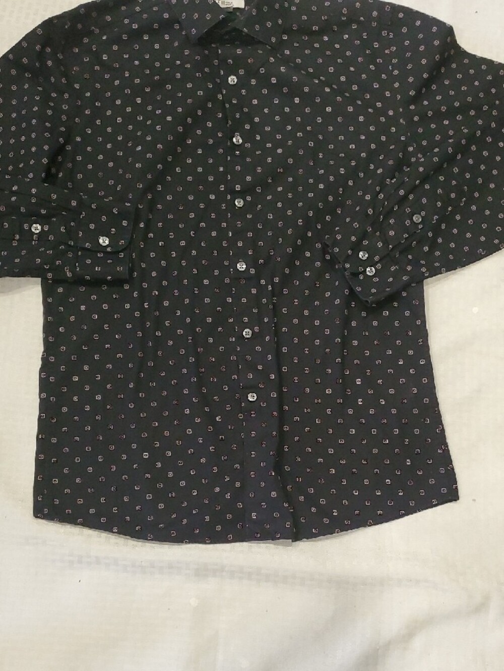 Bar III Black Button-Down Shirt with Small White Dot Pattern - Picture 2 of 13